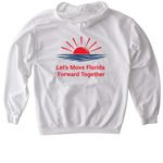 The Finer Campaign Shirt, a White Gildan Softstyle Pullover Hoodie (back-view)