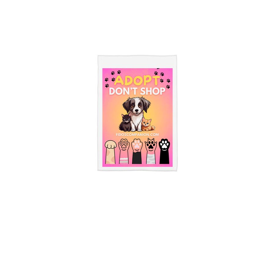 Adopt Don't Shop, a White 12" x 18" Yard Flag