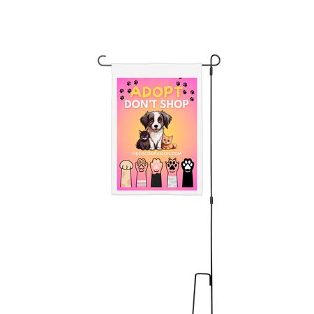 Adopt Don't Shop, a White 12" x 18" Yard Flag with Stake