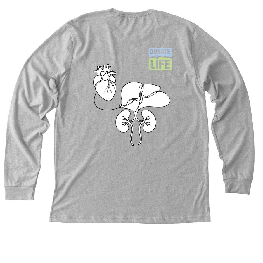 Donate Life NYS- Sara's Running a Marathon, a Athletic Heather Premium Long Sleeve Tee (back-view)