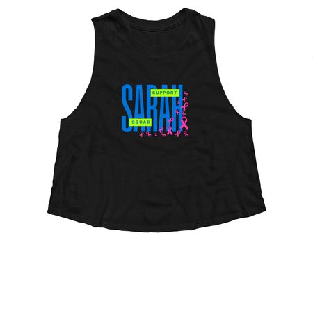 Sarah Support Squad woman cut, a Solid Black Blend Women?s Cropped Racerback Tank
