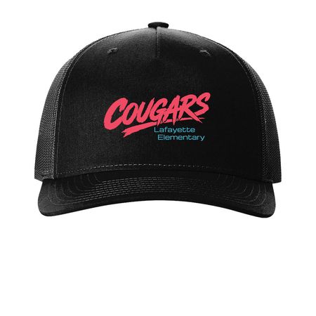 Rad Cougar Cap - Horizontal, a Black Printed Five-Panel Trucker Cap