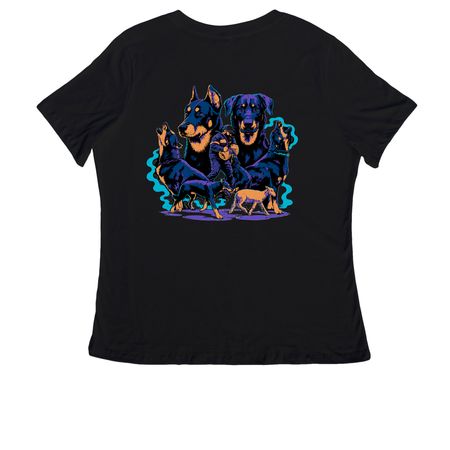Working Beauceron, a Black Women's Relaxed V-Neck Tee