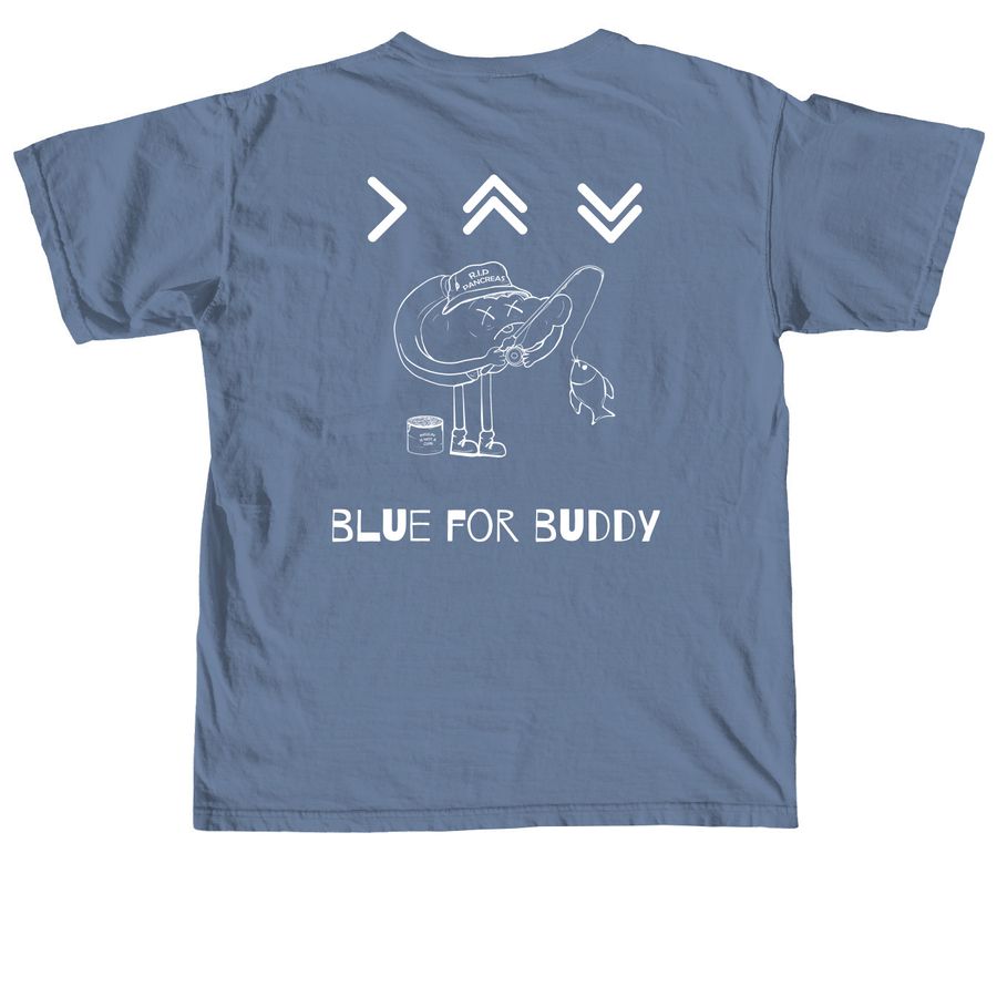 Blue for Buddy, a Blue Jean Comfort Colors Unisex Tee (back-view)