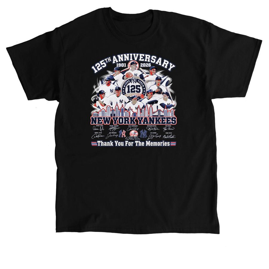 NY Yankees 125th Anniversary 1901-2026 shirt&nbsp;, a Black Classic Unisex Tee