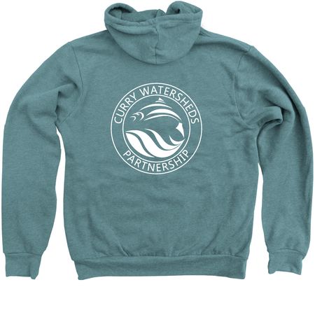 CWP Logo Zip-Up Hoodies, a Heather Deep Teal Zip Up Hoodie (back-view)