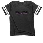 I Built Strong Bones, a Vintage Smoke / White Football Jersey Tee (back-view)