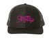 The Pro Messy Hat, a Black Printed Snapback Trucker Cap