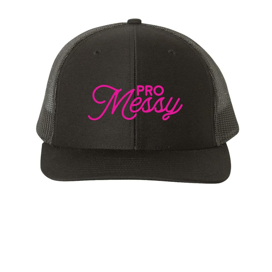 The Pro Messy Hat, a Black Printed Snapback Trucker Cap