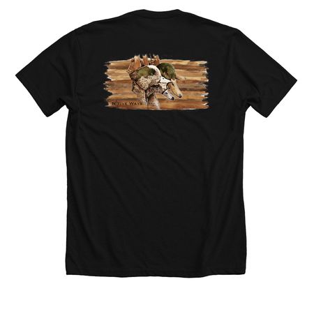 Hangin' Around, a Solid Black Blend Premium Unisex Tee (back-view)