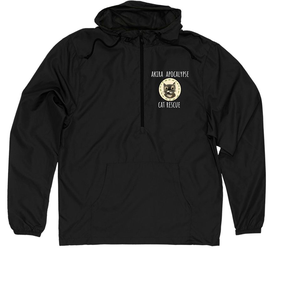 Akira Apocalypse Cat Rescue windbreaker, a Black Quarter-Zip Windbreaker