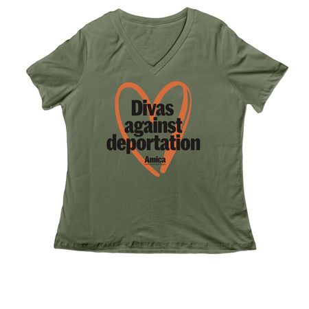 Divas against deportation, a Military Green Women's Relaxed V-Neck Tee