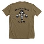 BS Gym Brown Tee, a Heather Olive Premium Unisex Tee (back-view)