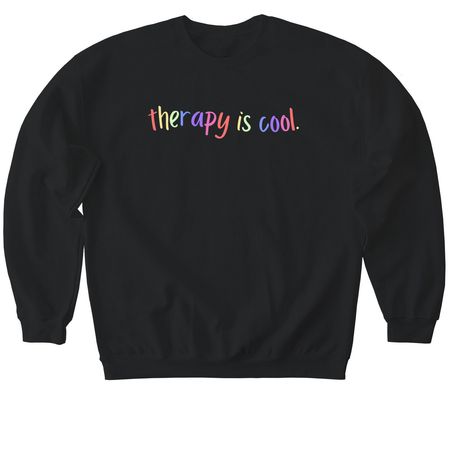 Therapy is cool&nbsp;, a Black Softstyle Crewneck Sweatshirt