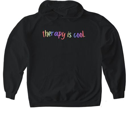 Therapy is cool&nbsp;, a Black Gildan Softstyle Pullover Hoodie