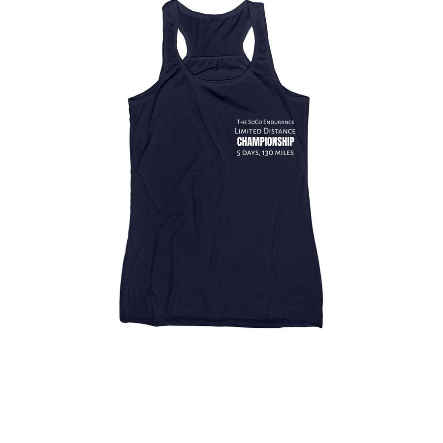 The Limited Distance CHAMPIONSHIP, a Navy Women's Racerback