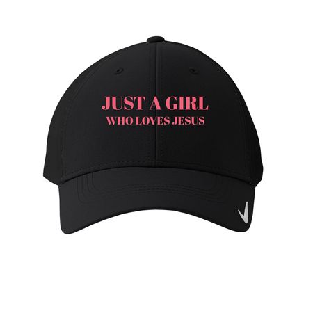 Just A Girl, a Black Printed Nike Dri-FIT Legacy Performance Cap