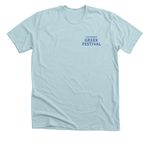 Hellenic Tee, a Heather Ice Blue Premium Unisex Tee (back-view)