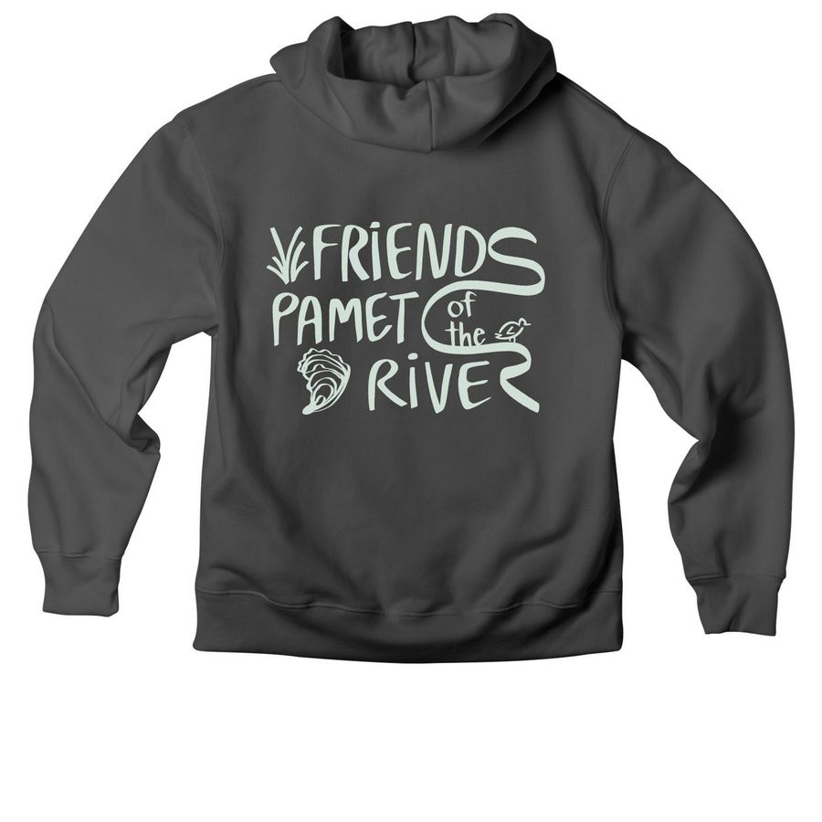 The&nbsp;Friends of the Pamet River Hoodie, a Asphalt Premium Heavyweight Pullover Hoodie (back-view)
