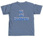 Statue of liberty throwing up 3s&nbsp;, a Blue Jean Comfort Colors Unisex Tee (back-view)