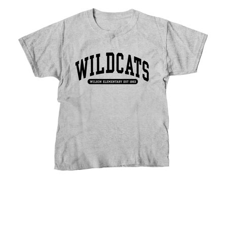 Wildcat Est. Black Font!, a Sport Grey Youth Unisex Tee