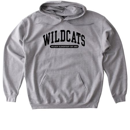 Wildcat Est. Black Font!, a Sport Grey Gildan Softstyle Pullover Hoodie