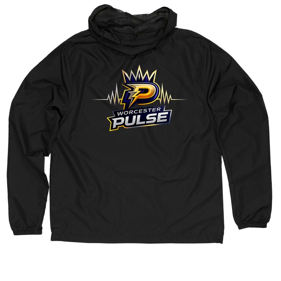 Worcester Pulse Jacket, a Black Quarter-Zip Windbreaker (back-view)