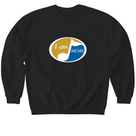 I am MCMS, a Black Softstyle Crewneck Sweatshirt