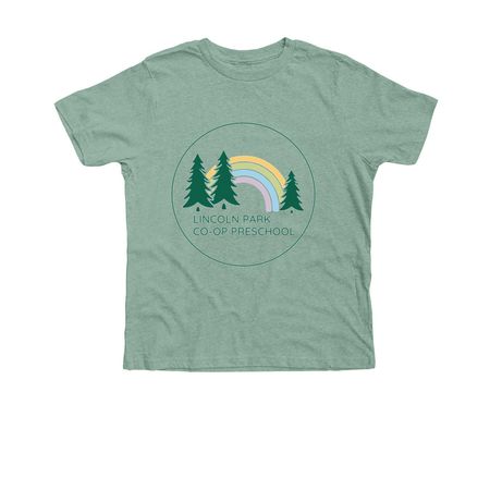 Lincoln Park Co-Op Preschool Adults and Youth, a Heather Dusty Blue Premium Youth Tee