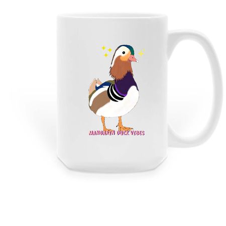 Mandarin Duck Vibes mug, a White Large Coffee Mug