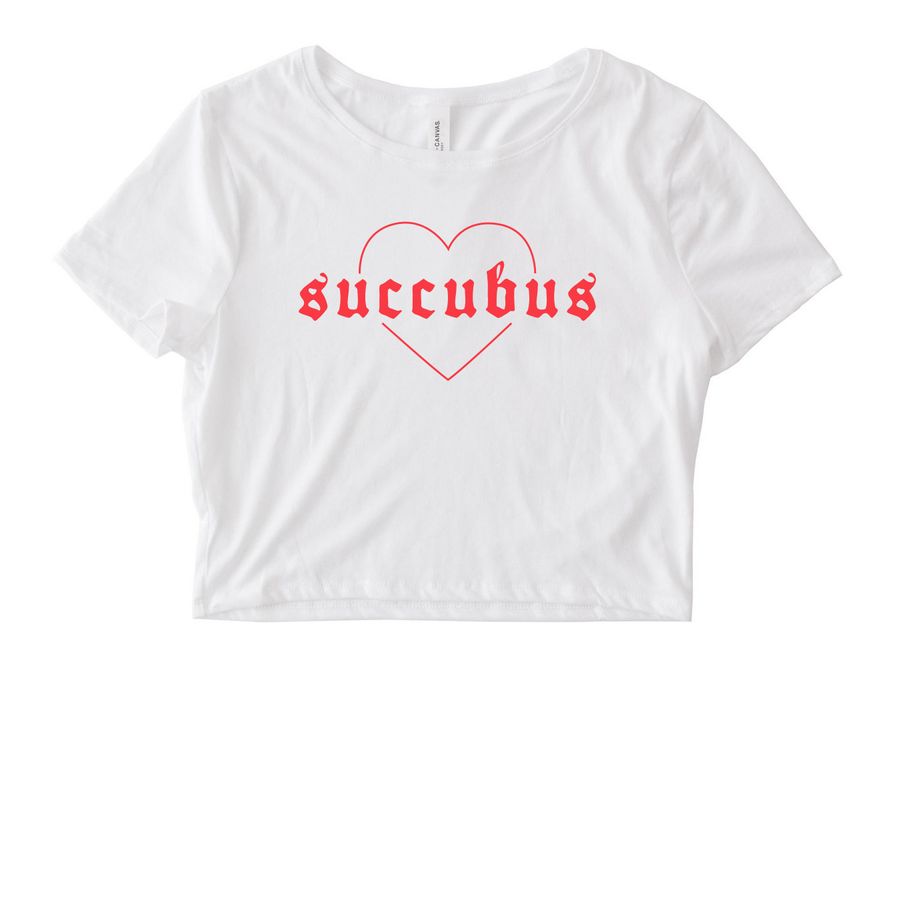 SUCCUBUS <3 TEE, a White Women's Fitted Cropped Tee