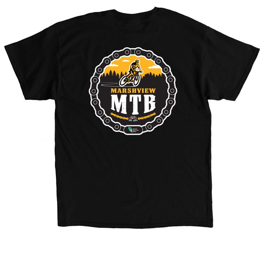 Marshview Park Bike Trails, a Black Classic Unisex Tee (back-view)
