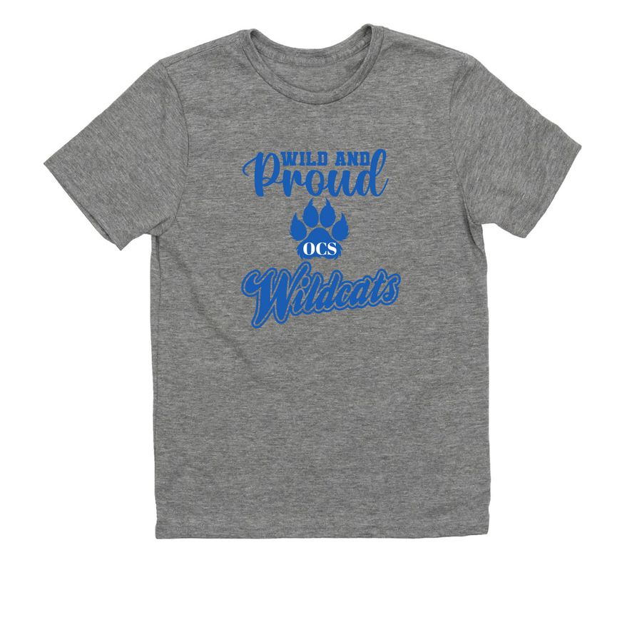 Wild & Proud Tops Adult & Youth-blue printing, a Aluminum Grey Allmade Youth Eco Triblend Tee