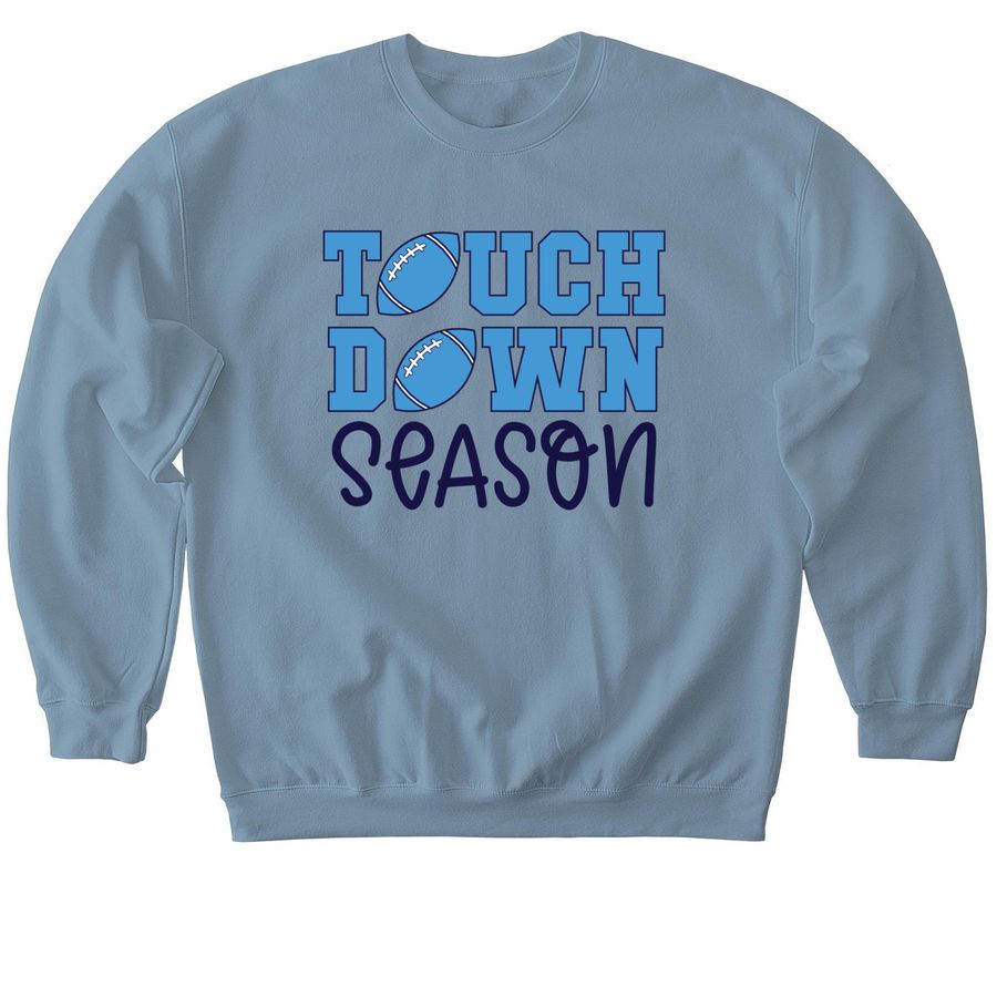 Touchdown Season, a Stone Blue Softstyle Crewneck Sweatshirt