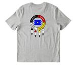 O?Maste? Win - Blue details, a Cool Heather Grey Stanley/Stella Unisex Creator 2.0 Tee (back-view)