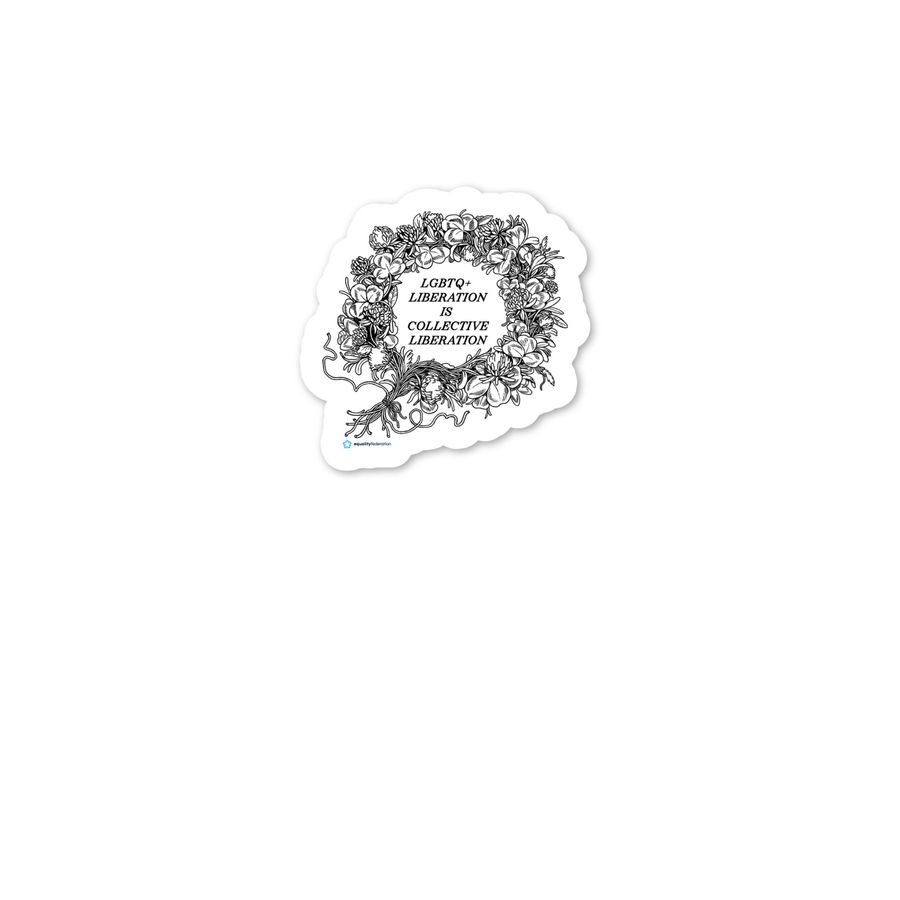 LGBTQ+ Liberation Sticker, a White Kiss Cut Sticker