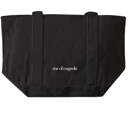 Special Edition: Winona Tote, a Black/Black Large Two-Tone Canvas Tote Bag (back-view)