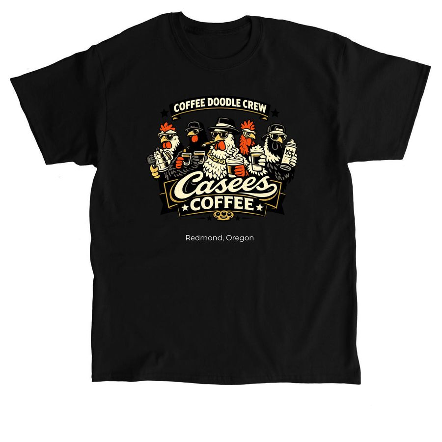 Coffee Doodle Crew, a Black Classic Unisex Tee