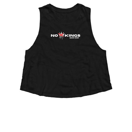 No Kings Women's Tanks, a Solid Black Blend Women?s Cropped Racerback Tank