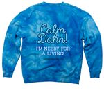 Tie-Dye/Calm Dahn, a Aqua Blue Tie Dye Crewneck Sweatshirt (back-view)