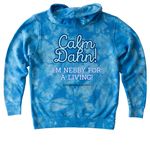 Tie-Dye/Calm Dahn, a Aqua Blue Youth Tie Dye Pullover Hoodie (back-view)
