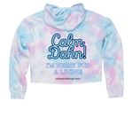 Tie-Dye/Calm Dahn, a Cotton Candy Women?s Tie Dye Cropped Hoodie (back-view)