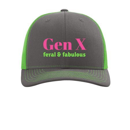 Feral hat, a Charcoal/ Neon Green Printed Snapback Trucker Cap