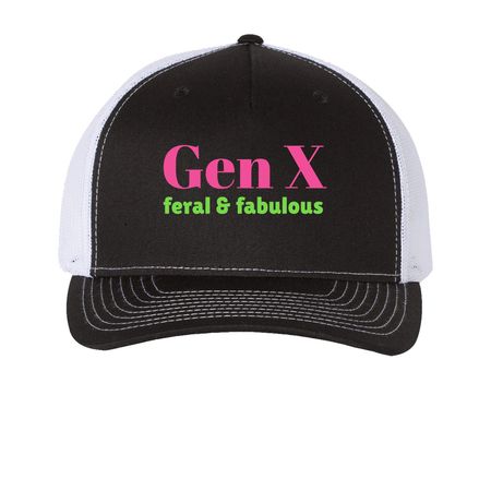 Feral hat, a Black/ White Printed Five-Panel Trucker Cap