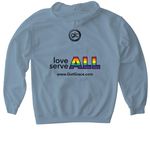Grace Pride Sweatshirt, a Stone Blue Gildan Softstyle Pullover Hoodie (back-view)