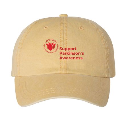 Support Parkinsons Awareness Baseball Cap&nbsp;, a Mustard Printed Pigment Dye Baseball Cap