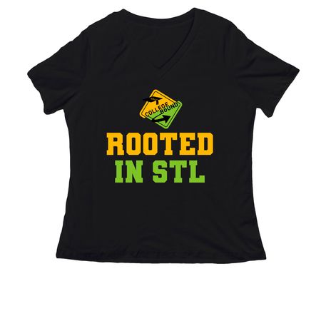 CB Rooted In STL&nbsp;, a Black Women's Relaxed V-Neck Tee