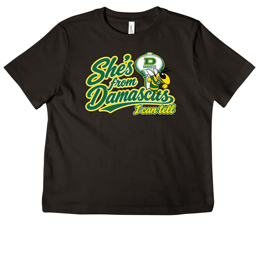 She?s from Damascus (regular tees), a Black Women's Heavyweight Tee