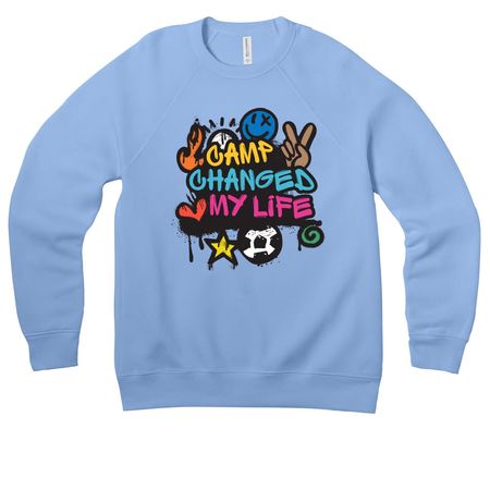 Camp Changed My Life - Adult, a Carolina Blue Premium Raglan Crewneck Sweatshirt