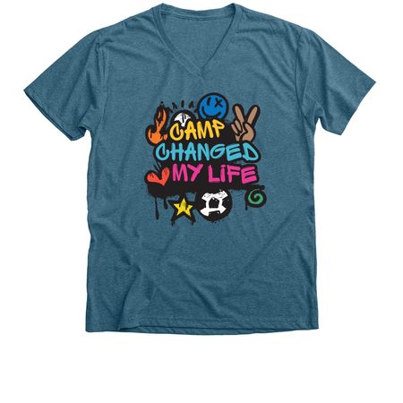Camp Changed My Life - Adult, a Heather Deep Teal Premium V-Neck Tee